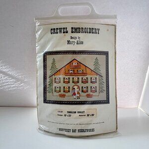 Vtg Crewel Embroidery Kit Tirollean Chalet By Mary-Alice Monterey Bay Needlework